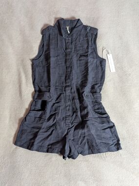 Young Fabulous & Broke Navy Blue Sleeveless Utility Romper NWT
